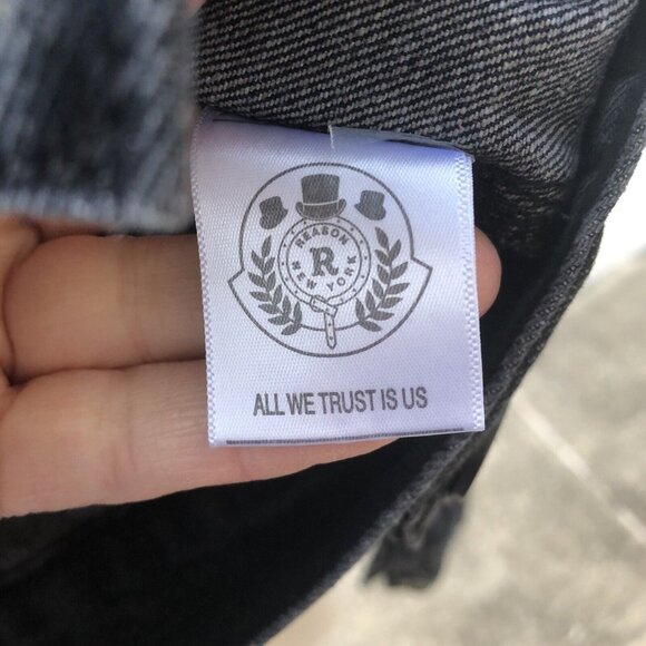 Reason Black Denim Jacket Mens Size Medium Apollo X RSN-1 Moto Style  NWOT - Picture 6 of 7